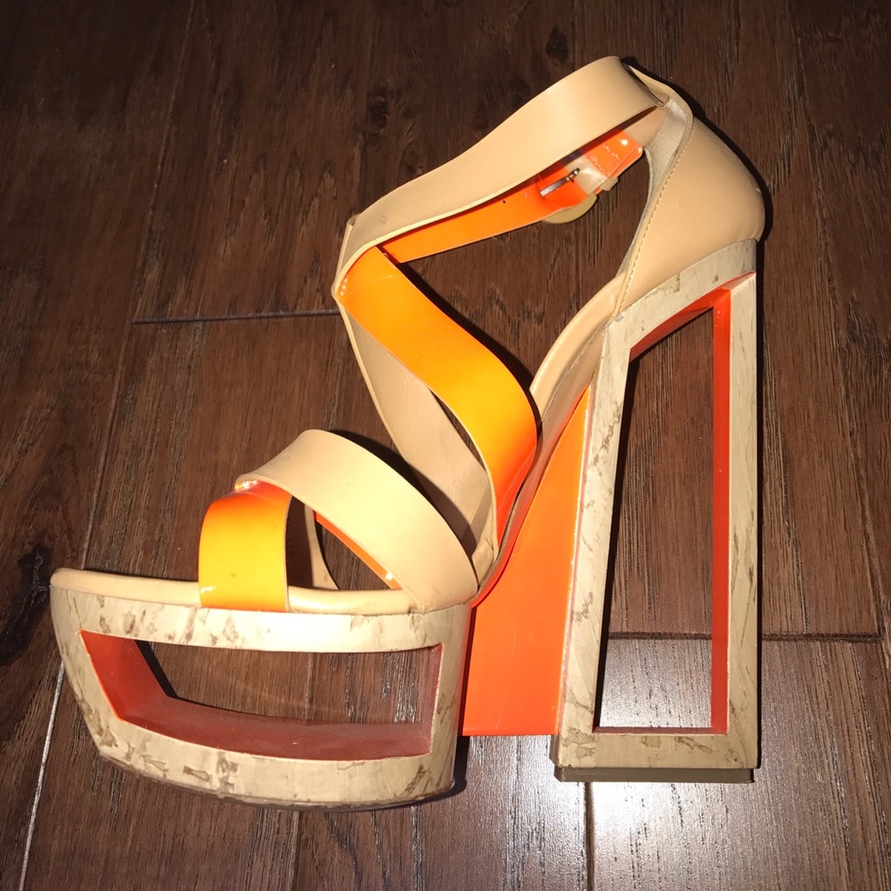 Cascadei Platform Nude and Neon Orange