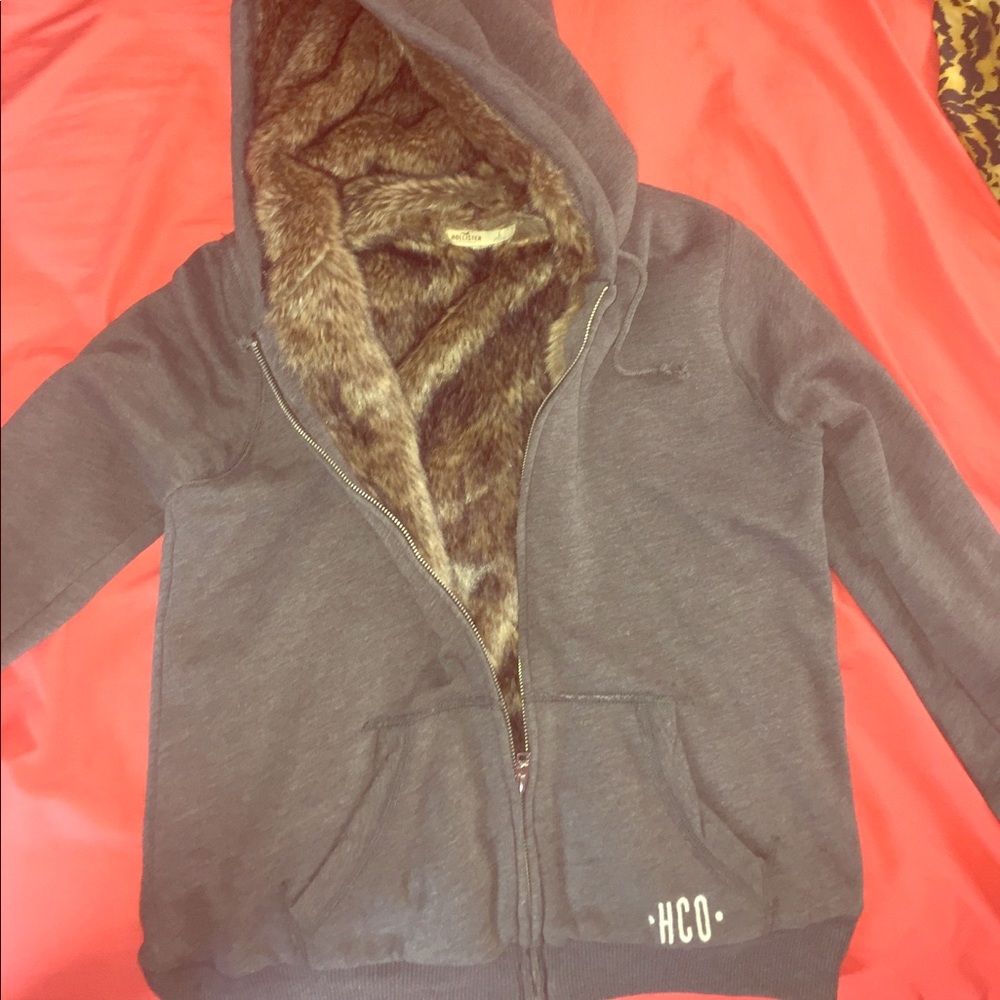 Hollister fur zip up jacket