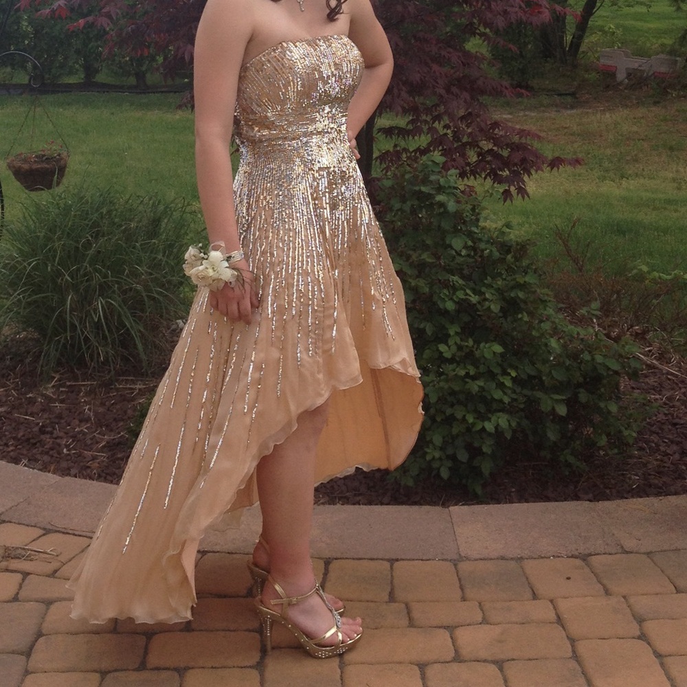 Gold sequin prom dress