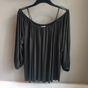 🆕 Olive green off the shoulder long sleeves top