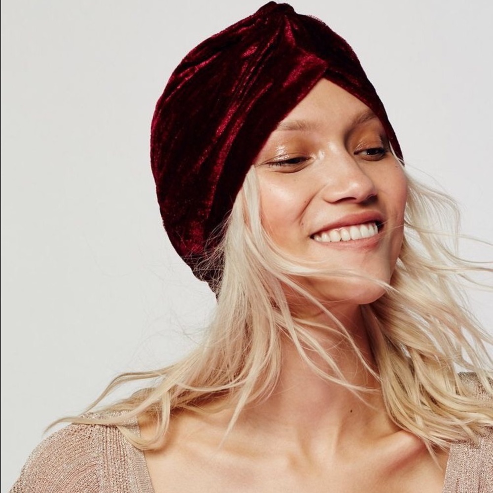 New Velvet Burgundy Glam Turban Hat