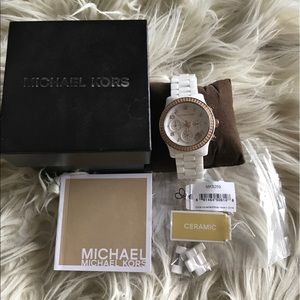 Michael Kors white ceramic with rose gold