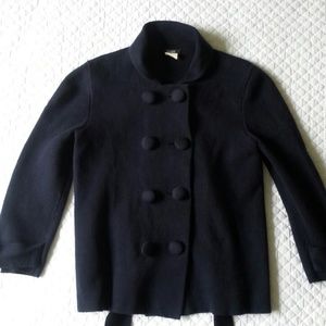 J. Crew Cotton Double Breasted Sweater Jacket Navy