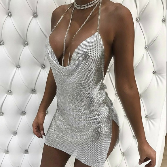 Kendell Metal Sequins Dress | Silver - Picture 4 of 7