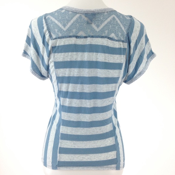Vanity Blue & Gray Striped V Neck Top - Picture 5 of 7