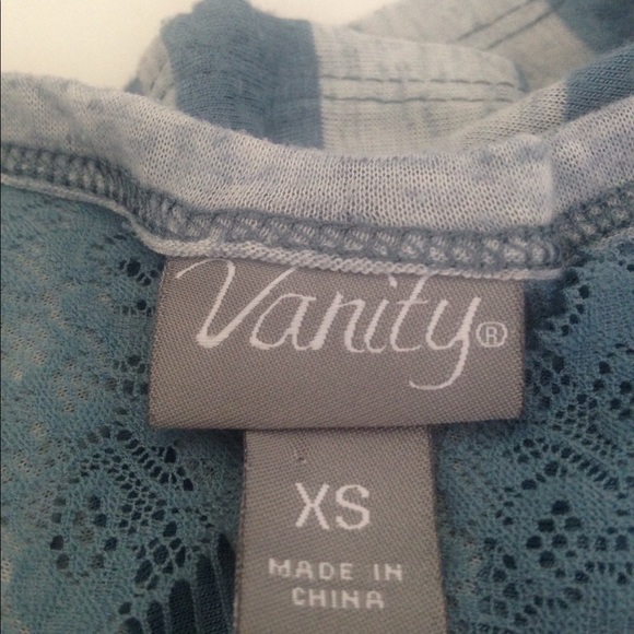Vanity Blue & Gray Striped V Neck Top - Picture 6 of 7