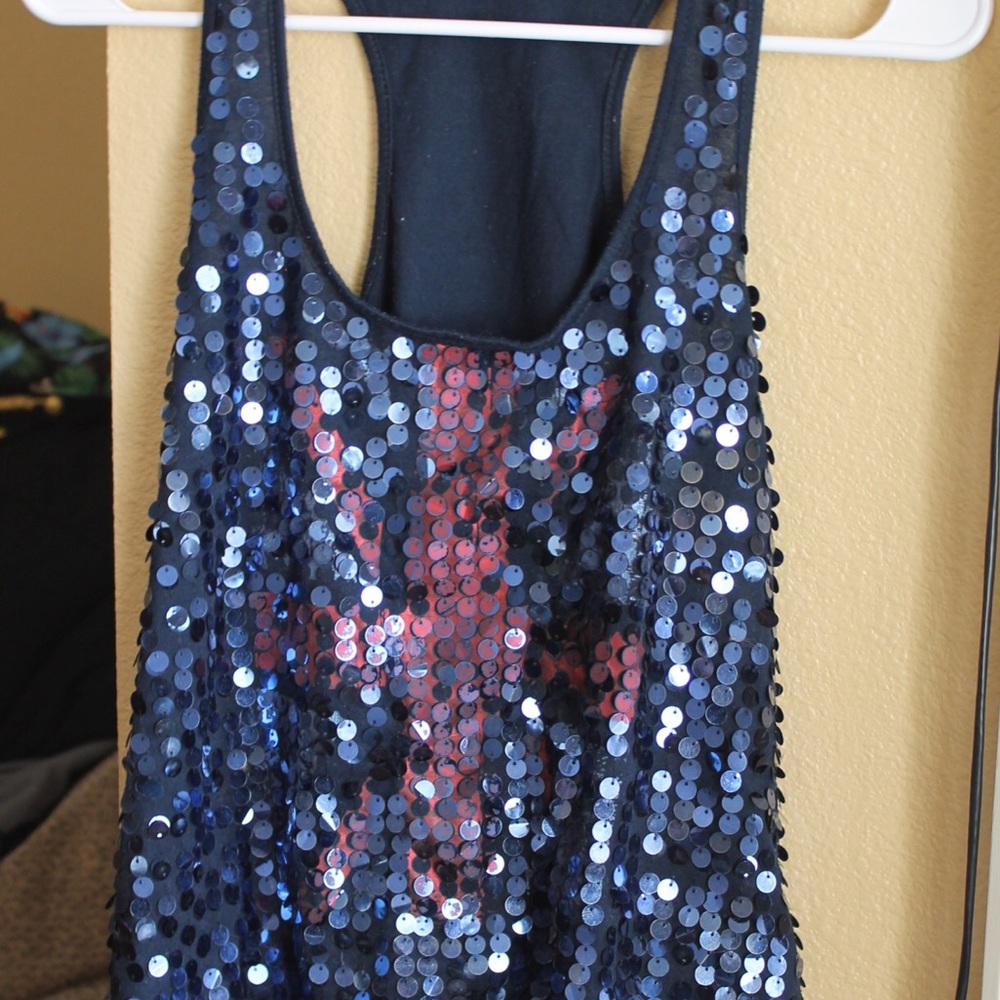 Almost Famous Sequin British Flag Tank Top