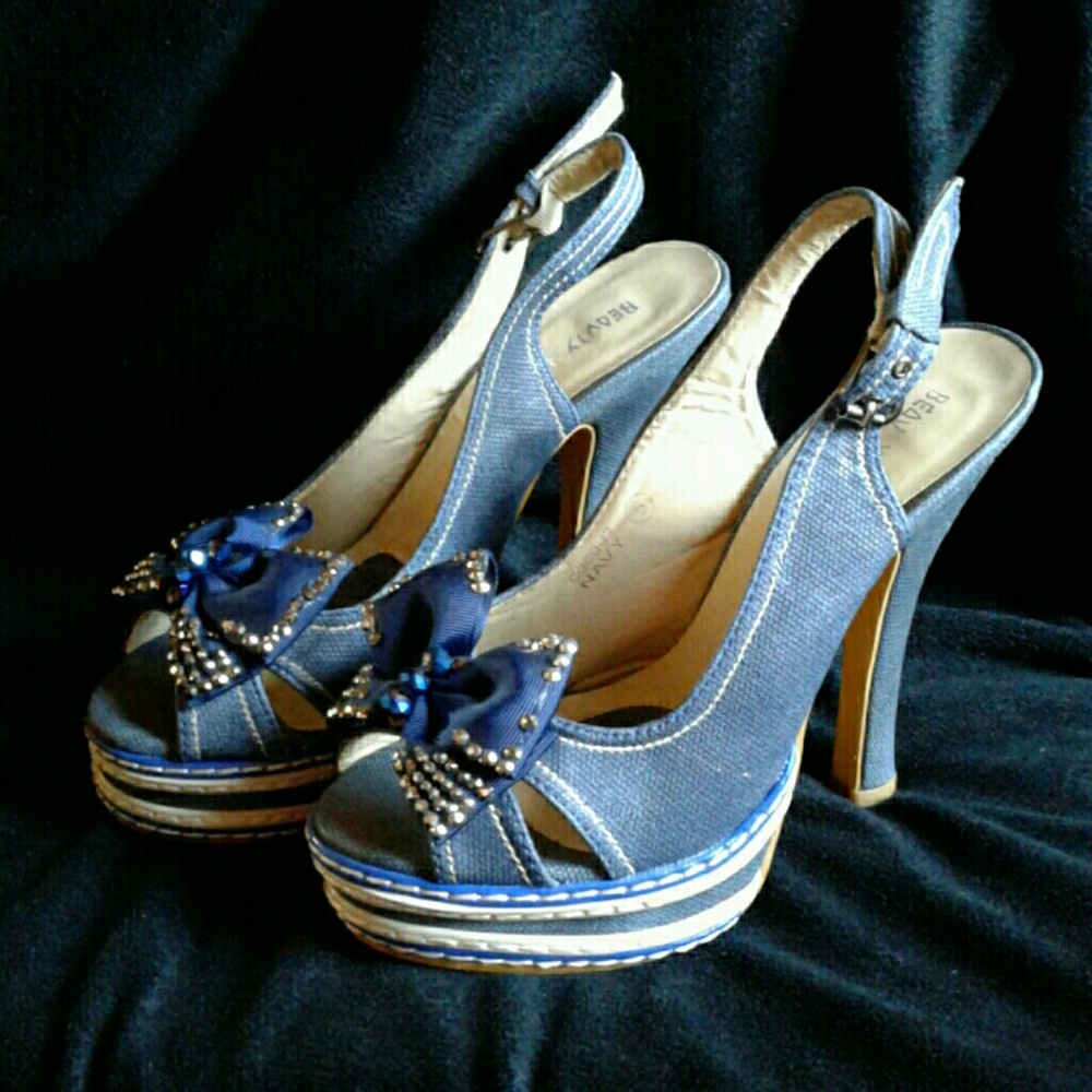 Denim Blue Heels w/Bow