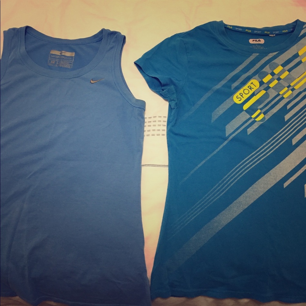 Nike and Fila work out shirts