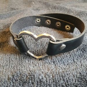 Heart Faux Leather Choker