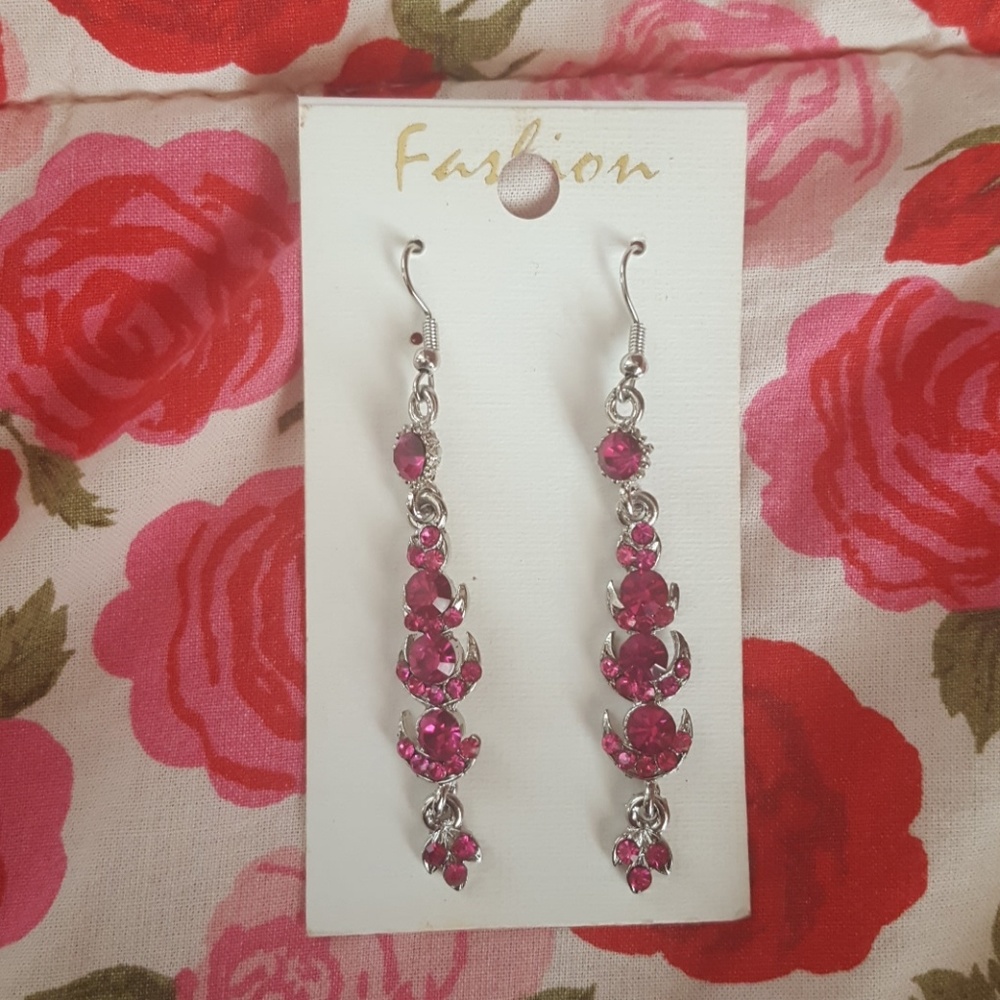 Pink stone earrings