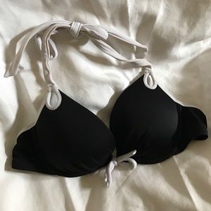Black and white Halter push up bathing suit top