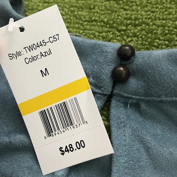 Taylor & Sage Azul Suede Tank Top w Flower CutOuts - Picture 4 of 4