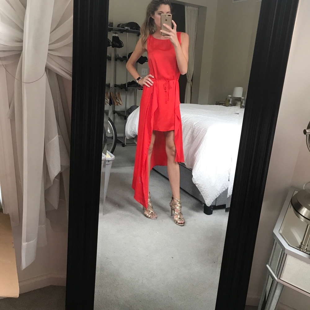 Coral Silk Dress