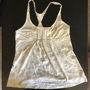 American eagle flowered tank with crochet back