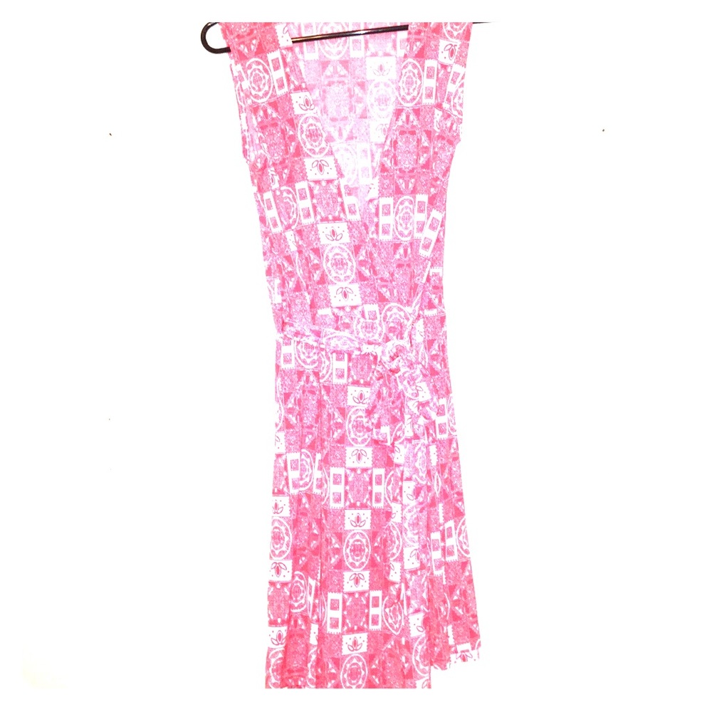 pink floral wrap dress