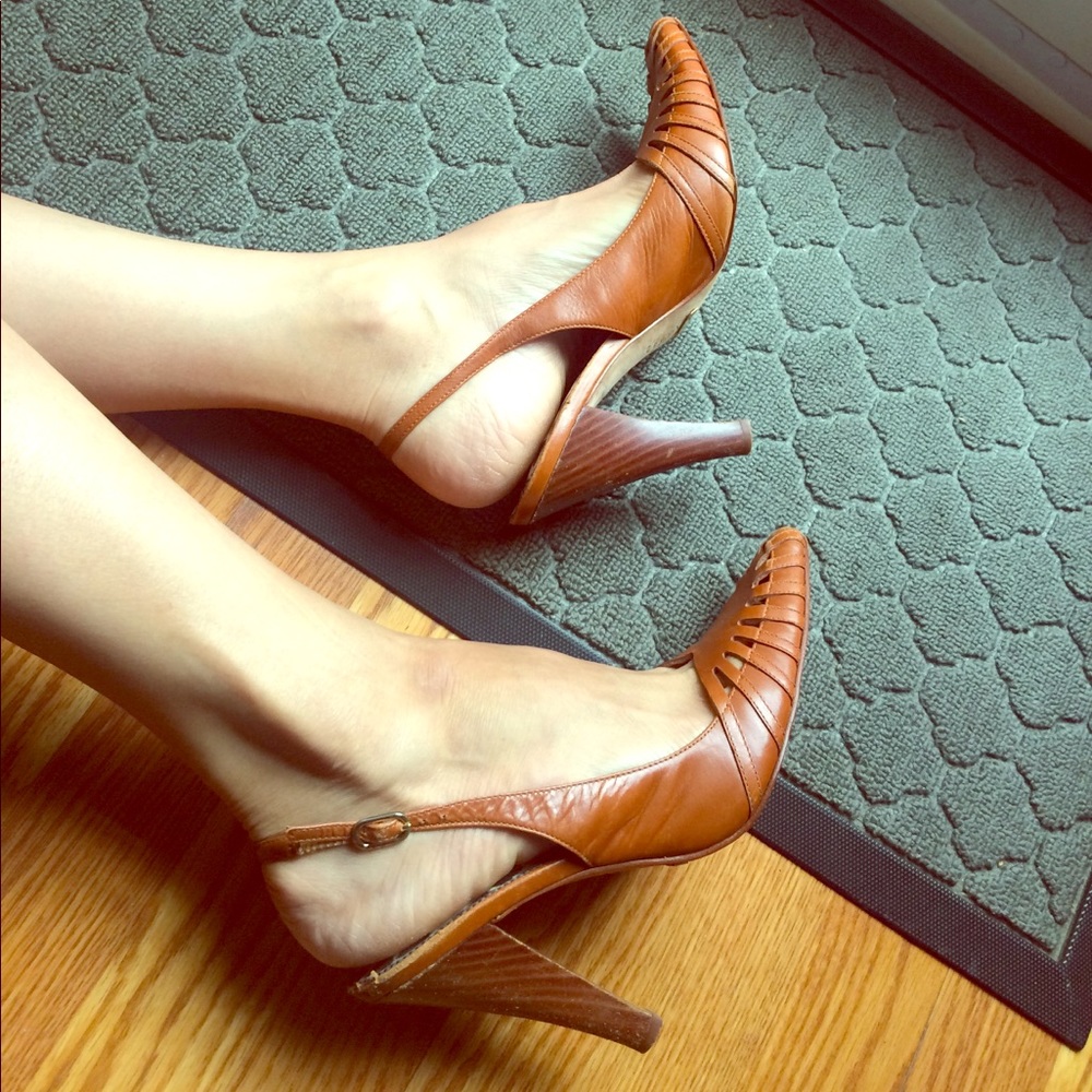 Leather Camel Brown Heels