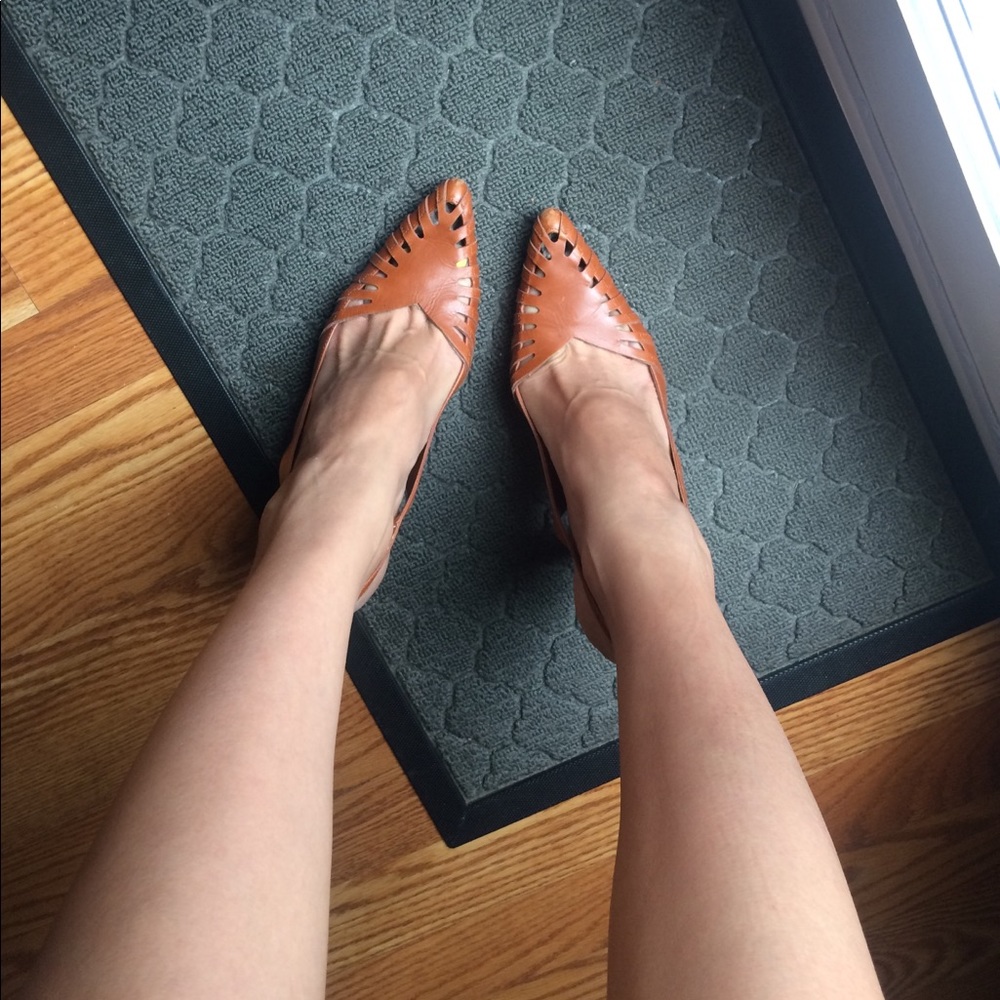 Leather Camel Brown Heels - Picture 3 of 8