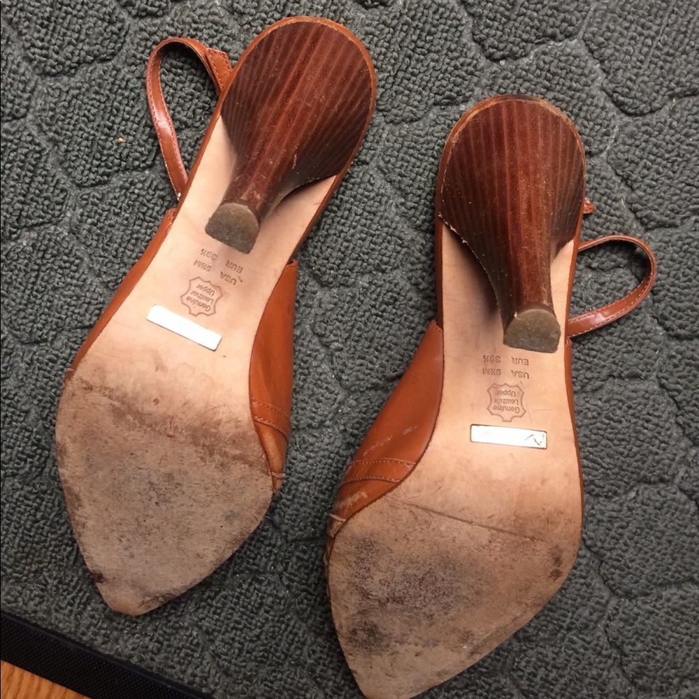 Leather Camel Brown Heels - Picture 8 of 8