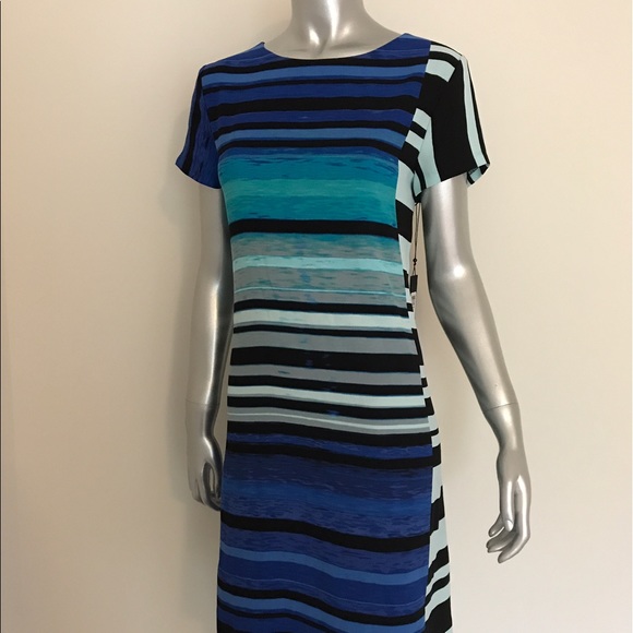 Ivanka Trump Blue Black Striped Dress - Picture 2 of 4