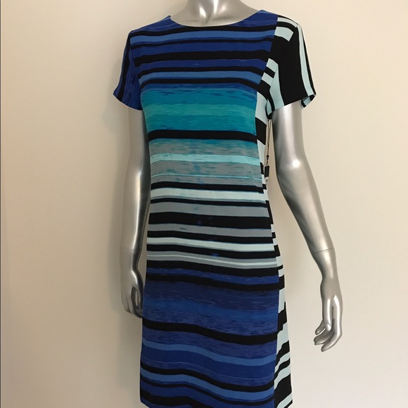 Ivanka Trump Blue Black Striped Dress - Picture 3 of 4