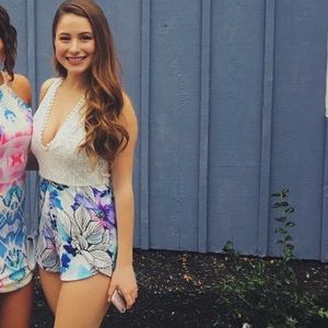 Beautiful Lace/Floral Open-Back Romper from Tobi