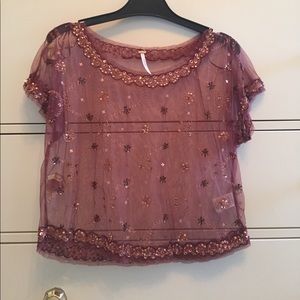 Free People netted and embellished top-worn once