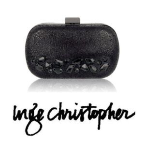 Inge Christopher Minaudière Black With Swarovski Crystals