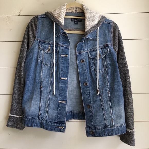 Lucky Brand Jean Jacket with Sweater Sleeves - Picture 1 of 2