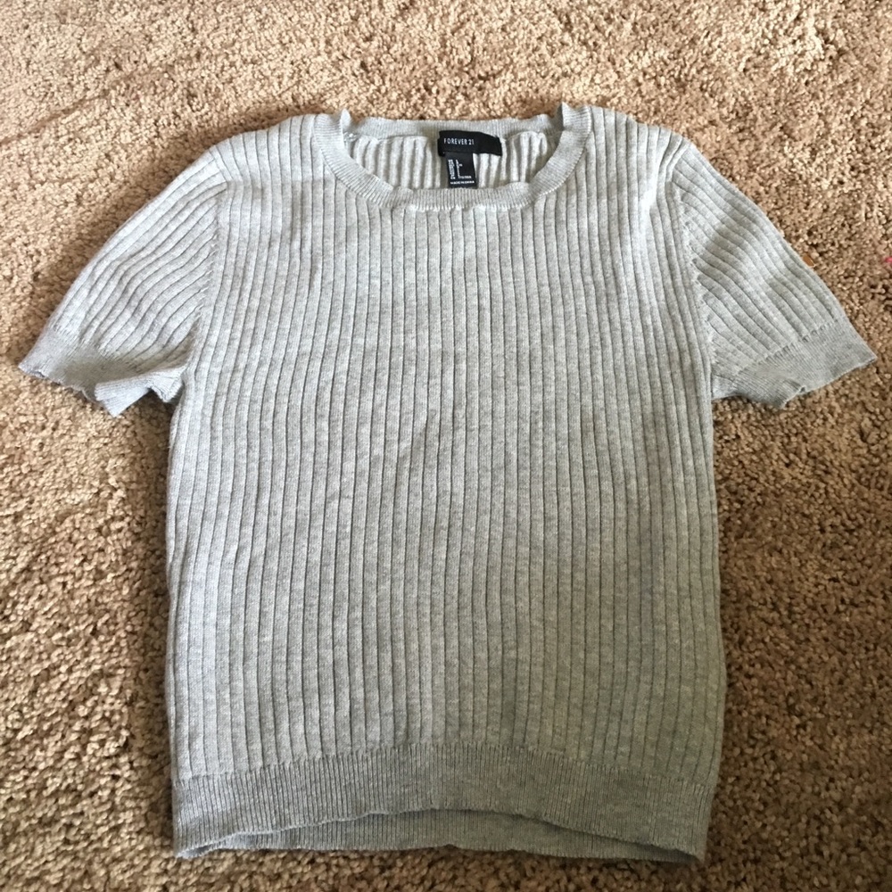 Grey Knit Crop Top