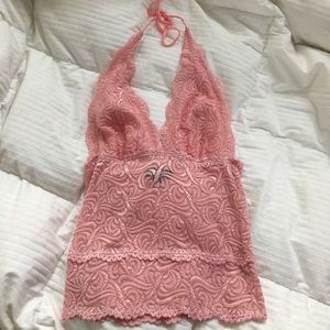 Bebe lace pink halter.