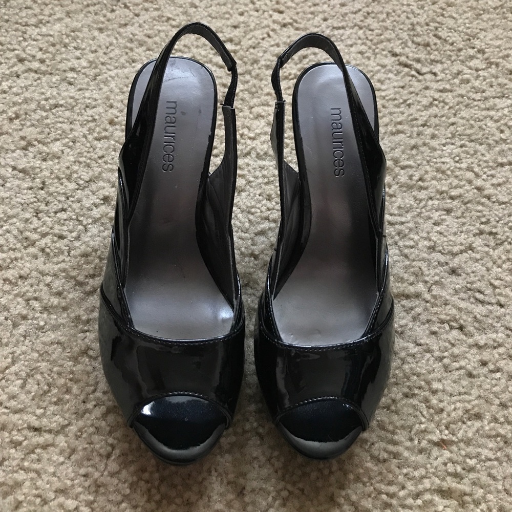 Maurice's black heels with peep toe