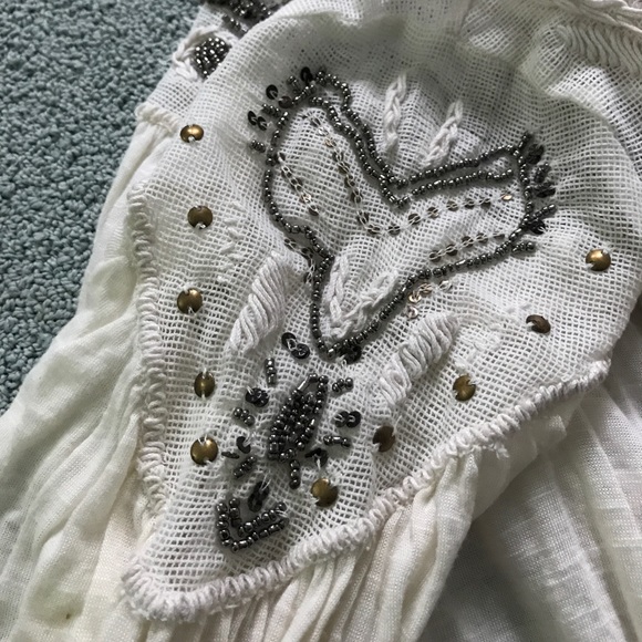 Cream Embroidered Free People Peasant Blouse - Picture 3 of 5