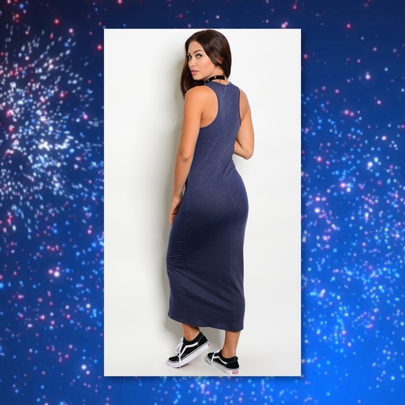 3 LEFT🆕Navy American Flag Graphic Maxi Dress - Picture 2 of 3