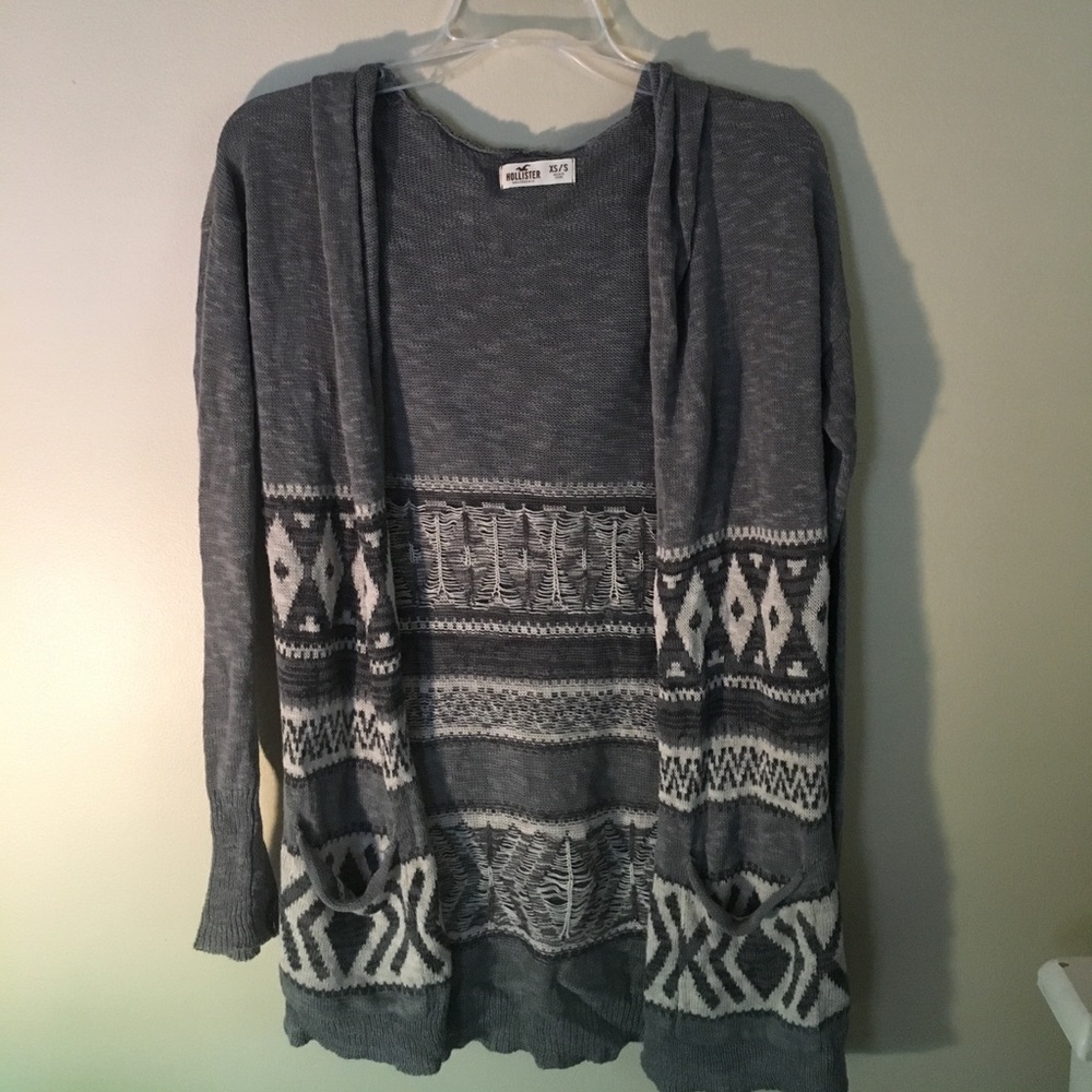 Grey Hollister Sweater Cardigan