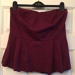 Burgundy Peplum Tube Top w/zipper back