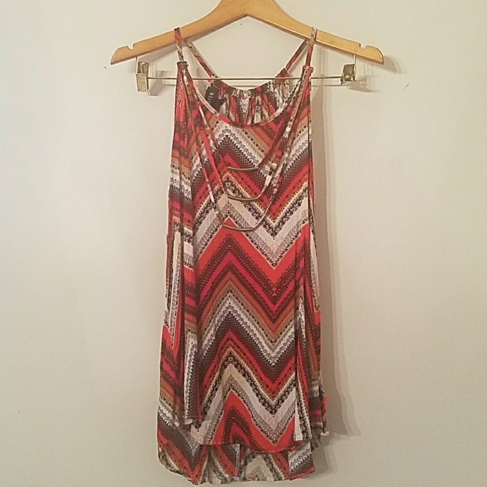 A. Byer, Red/Orange/Burnt Sienna Flowy Halter Top