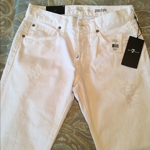 7 For All Mankind Men's White Skinny Jeans