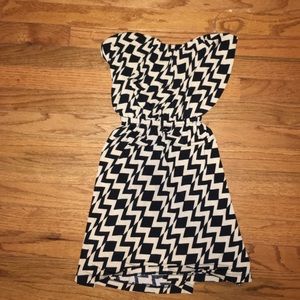 Black and Brown chiffon strapless dress