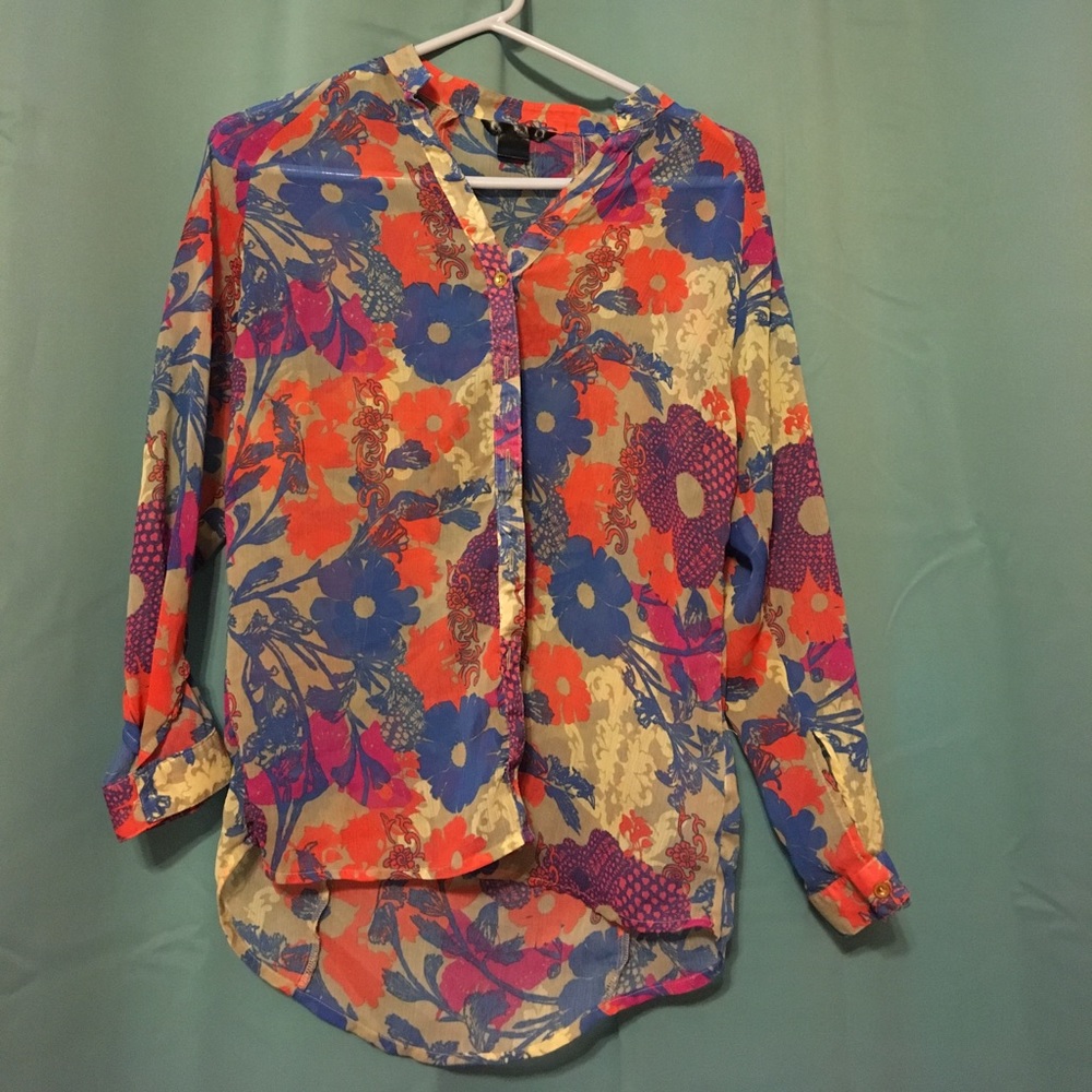 Shear multi color blouse