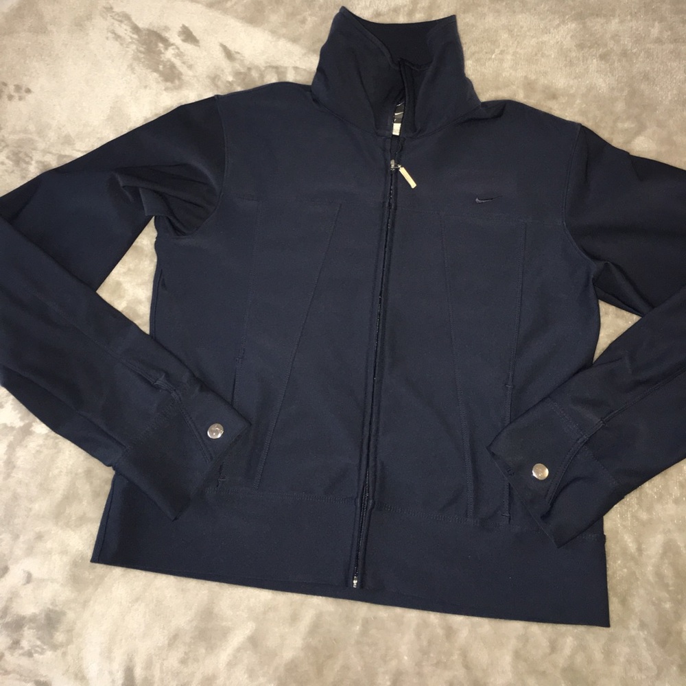 Nike navy blue dri fit sporty jacket.