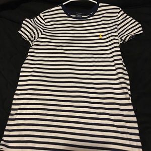 White and blue t shirt