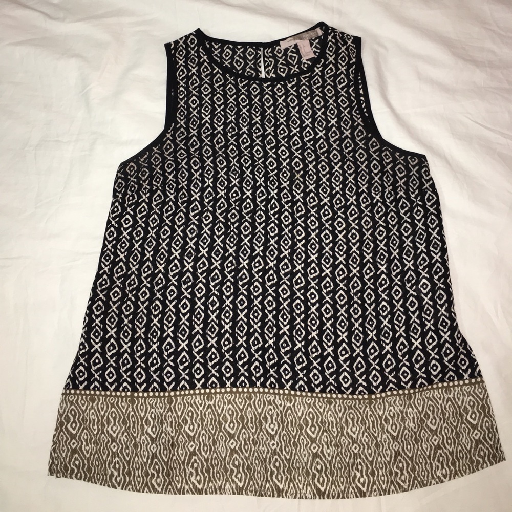 Aztec Print Black and Tan Blouse