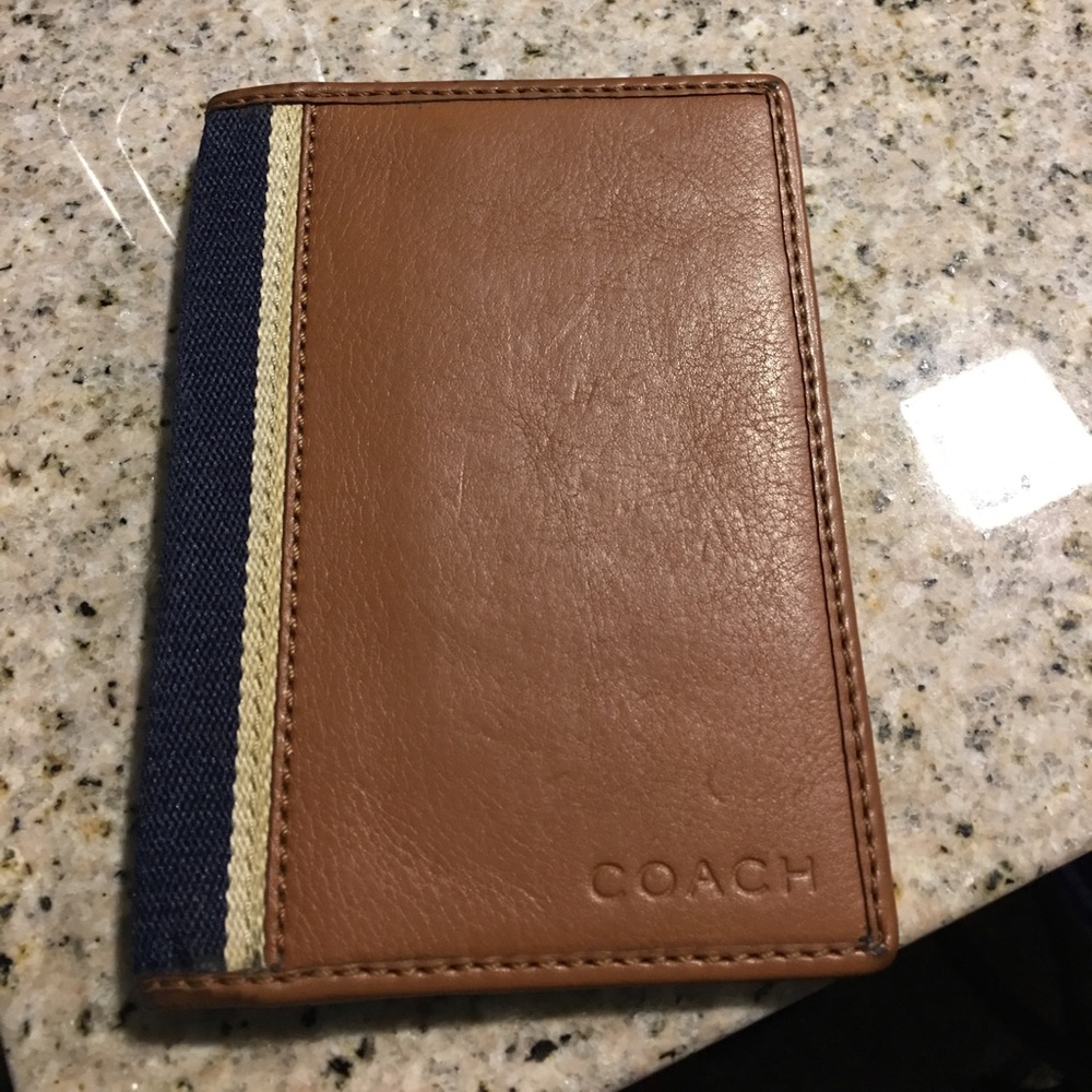 Men's Coach Wallet Saddle/Blue Beautiful!