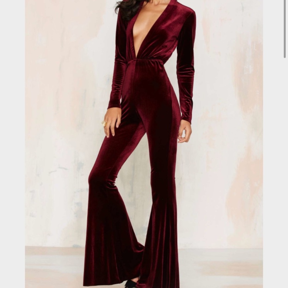 NastyGal velvet jumpsuit