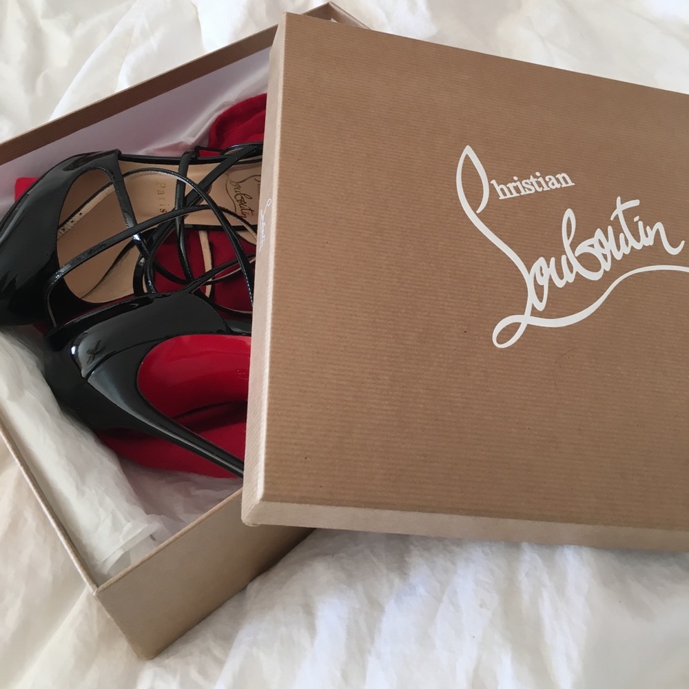 Christian Louboutin black strappy pumps