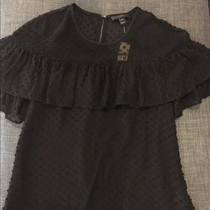 J Crew Black Edie Top textured clip dot