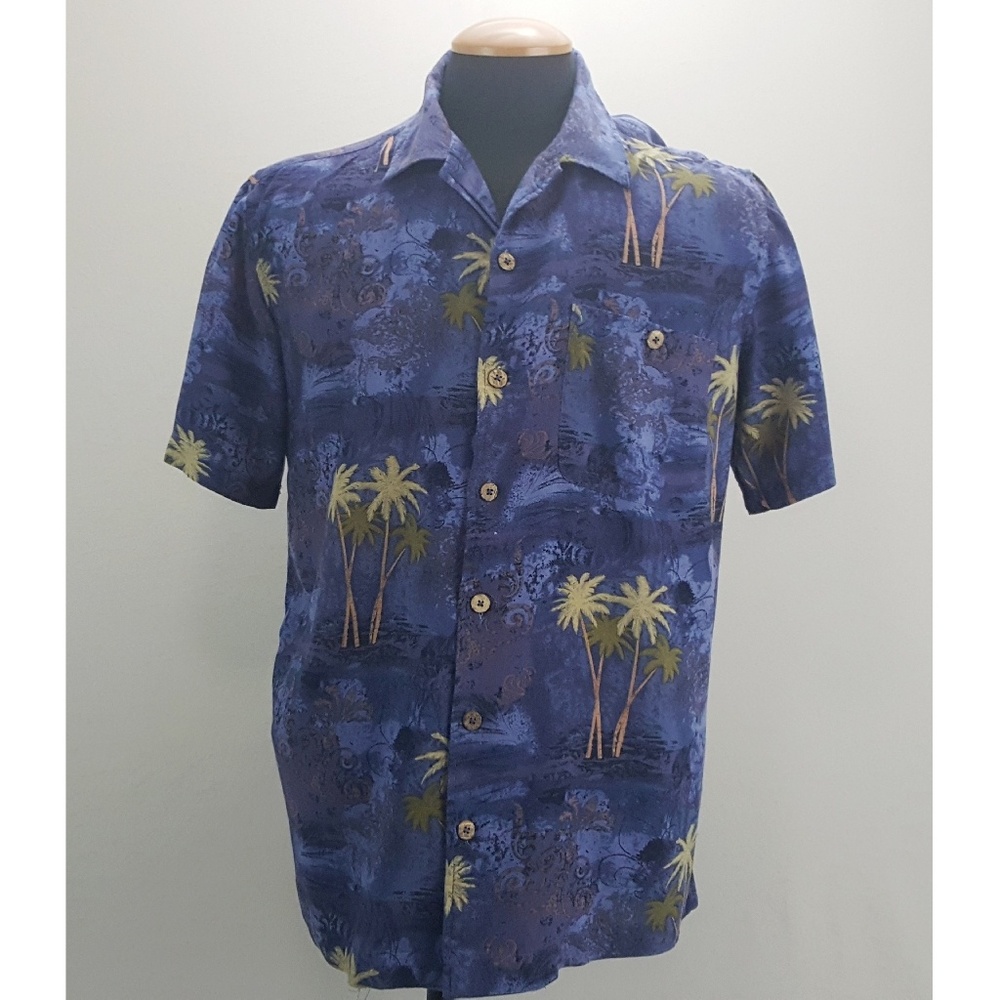 Montego Joe Tropical Hawaiian Blue Short Sleeve