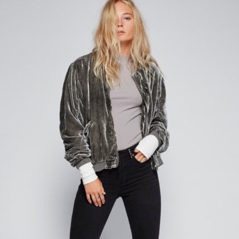 free people satin bomber