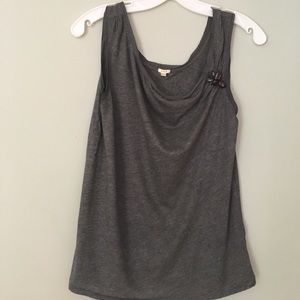 Grey J Crew scoop neck tank with rhinestone detail